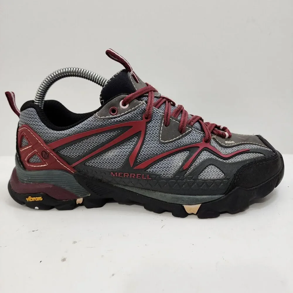 MERRELL Shoes TURBULENCE Womens Size 8 Gray Red Trail Hiking Performance Outdoor
